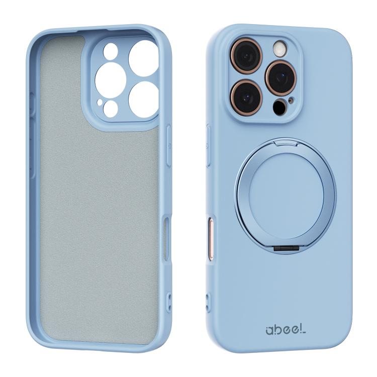 Custodia per telefono ABEEL in silicone liquido magnetico, delicata sulla pelle, con supporto., For iPhone 16 Pro, For iPhone 16