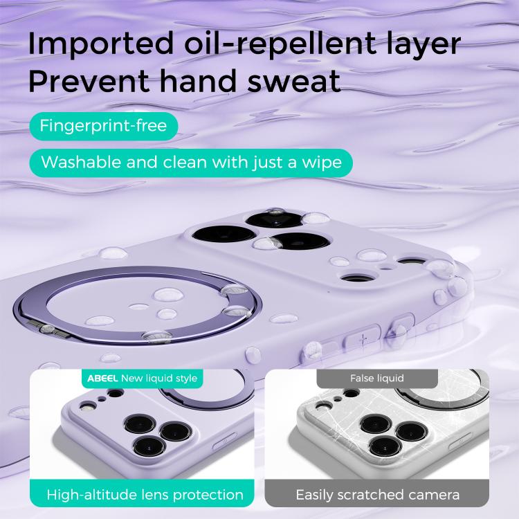 Custodia per telefono ABEEL in silicone liquido magnetico, delicata sulla pelle, con supporto., For iPhone 17 Pro Max, For iPhone 17 Pro, For iPhone 17, For iPhone 16 Pro Max