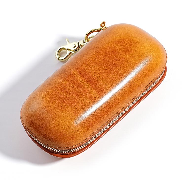 Scatola porta occhiali da sole in pelle conciata al vegetale resistente alla pressione