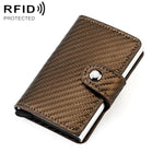 Portafoglio multi-carta KB237 in lega di alluminio con texture effetto fibra di carbonio e protezione RFID.