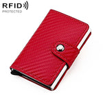 Portafoglio multi-carta KB237 in lega di alluminio con texture effetto fibra di carbonio e protezione RFID.