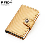 Portafoglio multi-carta KB237 in lega di alluminio con texture effetto fibra di carbonio e protezione RFID.