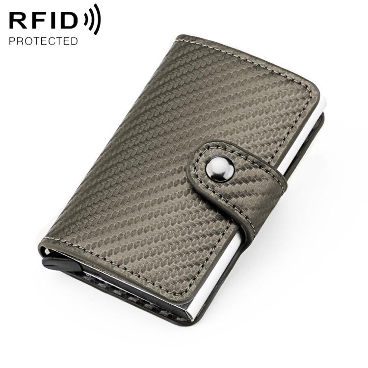 Portafoglio multi-carta KB237 in lega di alluminio con texture effetto fibra di carbonio e protezione RFID.