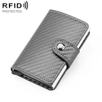 Portafoglio multi-carta KB237 in lega di alluminio con texture effetto fibra di carbonio e protezione RFID.