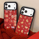 Custodia magnetica per telefono con superficie a specchio rossa per la Festa di Primavera dell'Anno del Cavallo, For iPhone 13 Pro Max, For iPhone 13 Pro, For iPhone 13, For iPhone 12, For iPhone 12 Pro Max, For iPhone 12 Pro