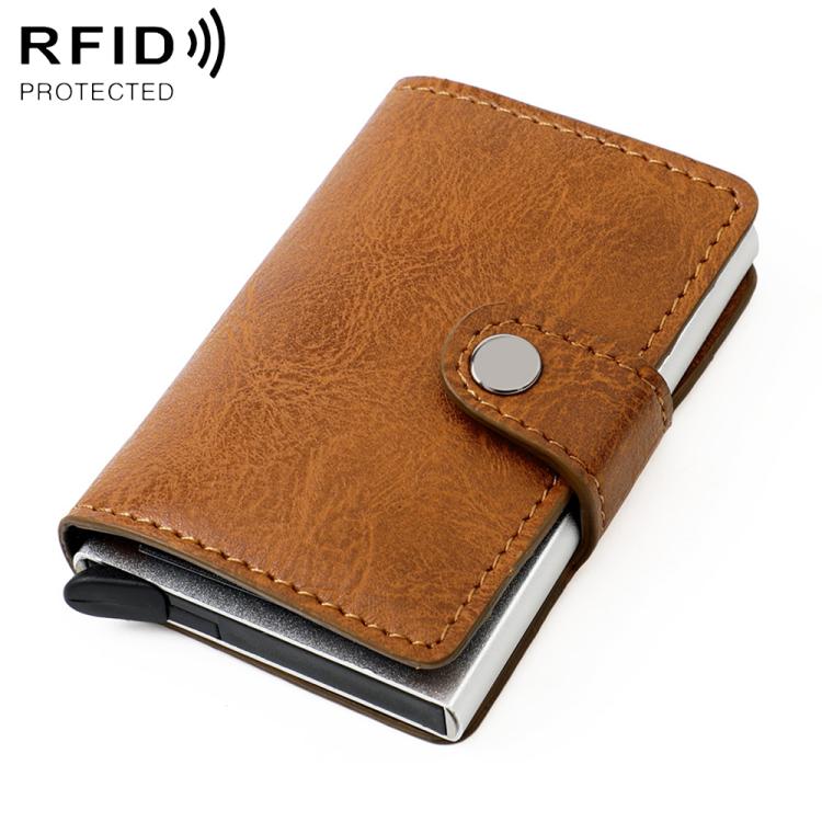 Portafoglio multi-carta KB239 Crazy Horse Texture RFID in lega di alluminio.