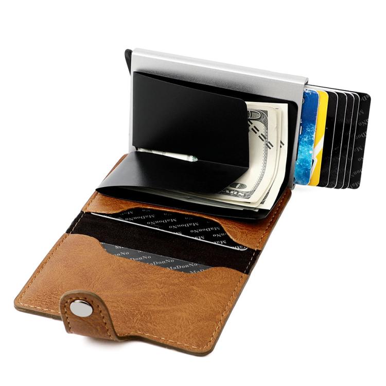 Portafoglio multi-carta KB239 Crazy Horse Texture RFID in lega di alluminio.