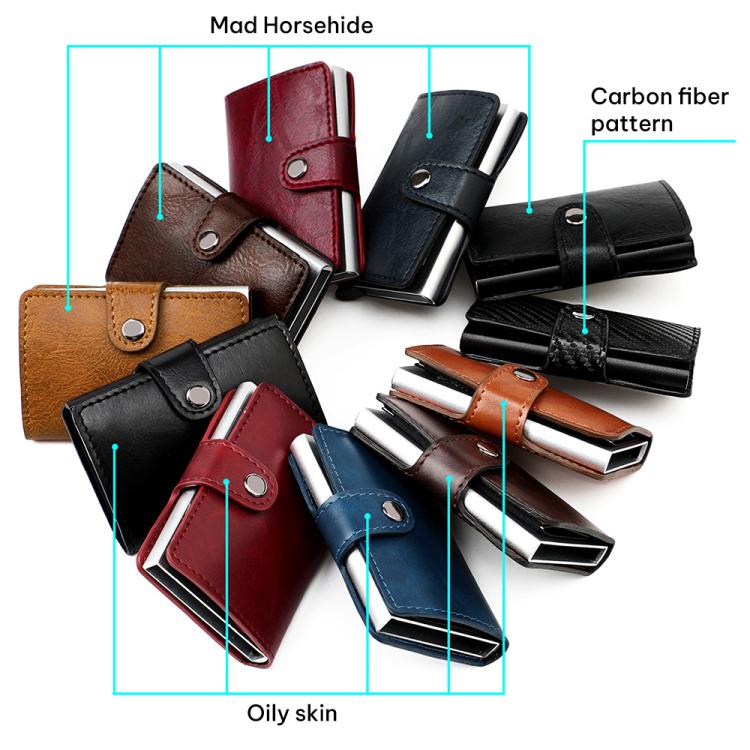 Portafoglio multi-carta KB239 Crazy Horse Texture RFID in lega di alluminio.