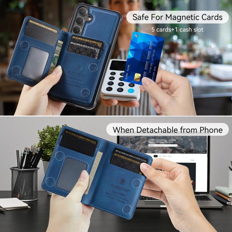 Custodia per telefono AutSpace A13 MagSafe con bustina magnetica RFID a libro per carte., For Samsung Galaxy S24+ / S25+ 5G, For Samsung Galaxy S25 Ultra 5G, For Samsung Galaxy S24 Ultra 5G