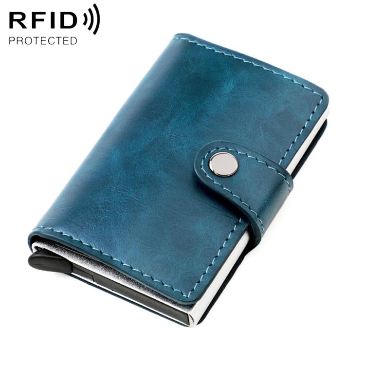 Portafoglio multi-carta KB238 in lega di alluminio con texture effetto cera d'olio e protezione RFID.
