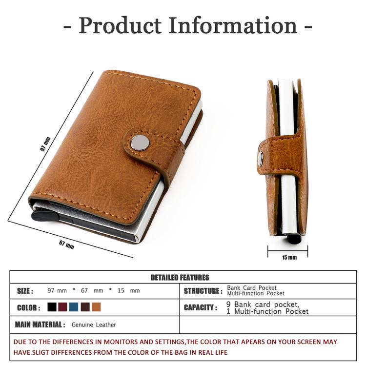Portafoglio multi-carta KB238 in lega di alluminio con texture effetto cera d'olio e protezione RFID.