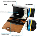 Portafoglio multi-carta KB238 in lega di alluminio con texture effetto cera d'olio e protezione RFID.
