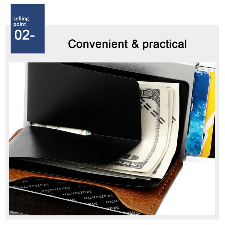 Portafoglio multi-carta KB238 in lega di alluminio con texture effetto cera d'olio e protezione RFID.