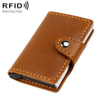 KB256 Retro Crazy Horse Borsa porta carte in alluminio con RFID automatico