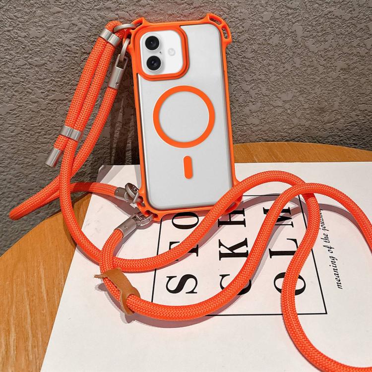 Custodia per telefono magnetica antiurto in acrilico a quattro angoli in stile drone con cordino lungo e corto., For iPhone 16, For iPhone 15 Pro Max, For iPhone 15 Pro, For iPhone 15 Plus, For iPhone 15, For iPhone 14 Plus