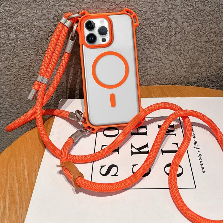 Custodia per telefono magnetica antiurto in acrilico a quattro angoli in stile drone con cordino lungo e corto., For iPhone 12, For iPhone 12 Pro Max, For iPhone 12 Pro, For iPhone 11