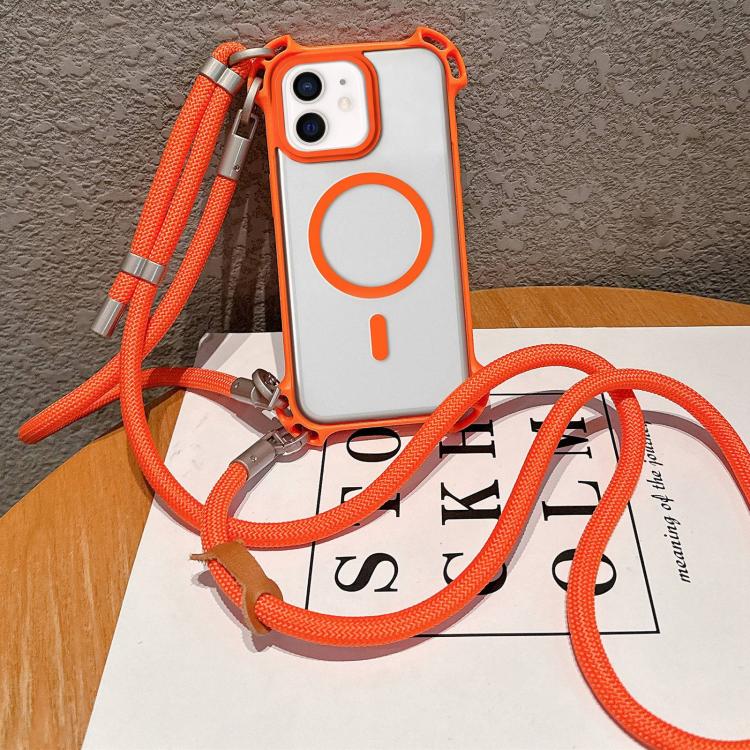 Custodia per telefono magnetica antiurto in acrilico a quattro angoli in stile drone con cordino lungo e corto., For iPhone 12, For iPhone 12 Pro Max, For iPhone 12 Pro, For iPhone 11