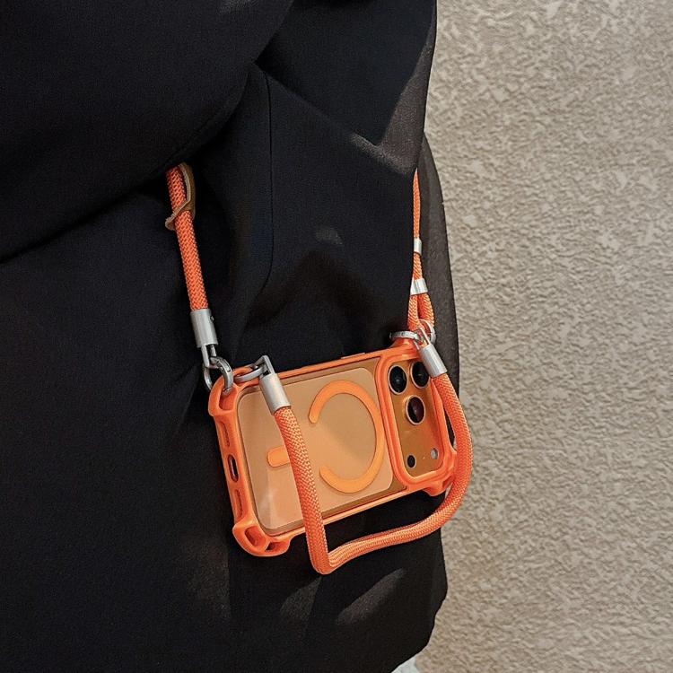 Custodia per telefono magnetica antiurto in acrilico a quattro angoli in stile drone con cordino lungo e corto., For iPhone 12, For iPhone 12 Pro Max, For iPhone 12 Pro, For iPhone 11