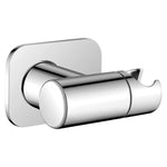 Supporto per soffione doccia in acciaio inox senza foratura, girevole a 360 gradi, con base universale regolabile.