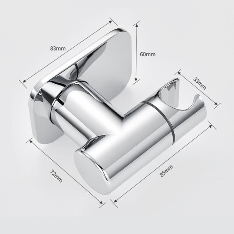 Supporto per soffione doccia in acciaio inox senza foratura, girevole a 360 gradi, con base universale regolabile.