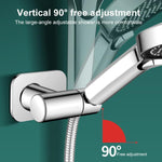Supporto per soffione doccia in acciaio inox senza foratura, girevole a 360 gradi, con base universale regolabile.
