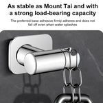 Supporto per soffione doccia in acciaio inox senza foratura, girevole a 360 gradi, con base universale regolabile.