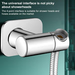 Supporto per soffione doccia in acciaio inox senza foratura, girevole a 360 gradi, con base universale regolabile.