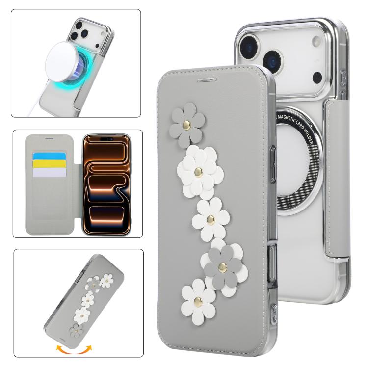 Porta carte magnetico con motivo floreale, custodia per telefono in ecopelle, For iPhone 17 Pro Max, For iPhone 17 Pro, For iPhone 17, For iPhone Air