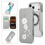 Porta carte magnetico con motivo floreale, custodia per telefono in ecopelle, For iPhone 17 Pro Max, For iPhone 17 Pro, For iPhone 17, For iPhone Air