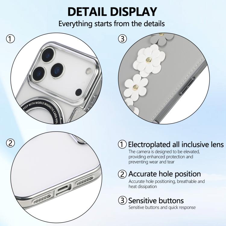 Porta carte magnetico con motivo floreale, custodia per telefono in ecopelle, For iPhone 17 Pro Max, For iPhone 17 Pro, For iPhone 17, For iPhone Air
