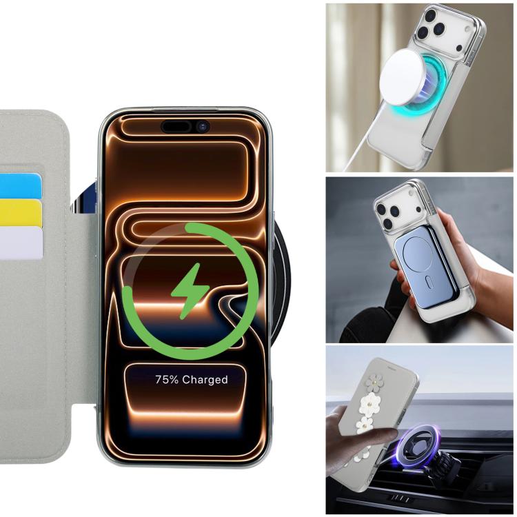Porta carte magnetico con motivo floreale, custodia per telefono in ecopelle, For iPhone 17 Pro Max, For iPhone 17 Pro, For iPhone 17, For iPhone Air