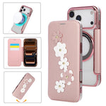 Porta carte magnetico con motivo floreale, custodia per telefono in ecopelle, For iPhone 17 Pro Max, For iPhone 17 Pro, For iPhone 17, For iPhone Air