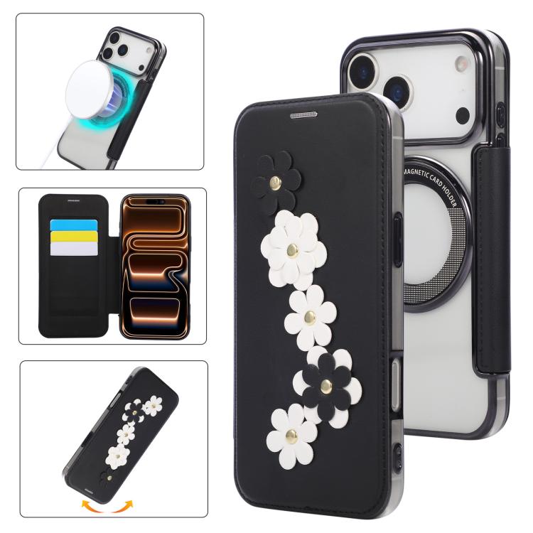 Porta carte magnetico con motivo floreale, custodia per telefono in ecopelle, For iPhone 17 Pro Max, For iPhone 17 Pro, For iPhone 17, For iPhone Air