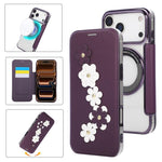 Porta carte magnetico con motivo floreale, custodia per telefono in ecopelle, For iPhone 17 Pro Max, For iPhone 17 Pro, For iPhone 17, For iPhone Air