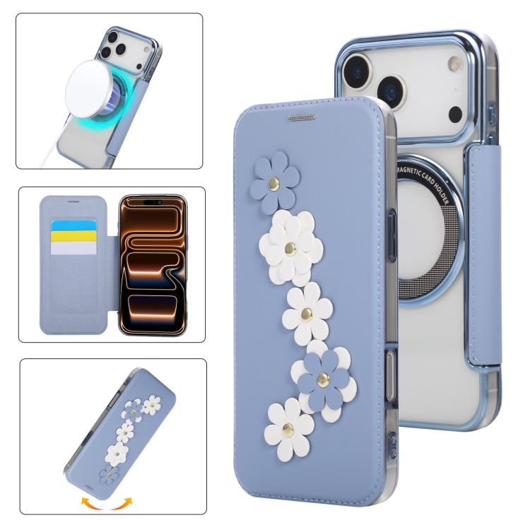 Porta carte magnetico con motivo floreale, custodia per telefono in ecopelle, For iPhone 17 Pro Max, For iPhone 17 Pro, For iPhone 17, For iPhone Air