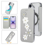 Porta carte magnetico con motivo floreale, custodia per telefono in ecopelle, For iPhone 17 Pro Max, For iPhone 17 Pro, For iPhone 17, For iPhone Air