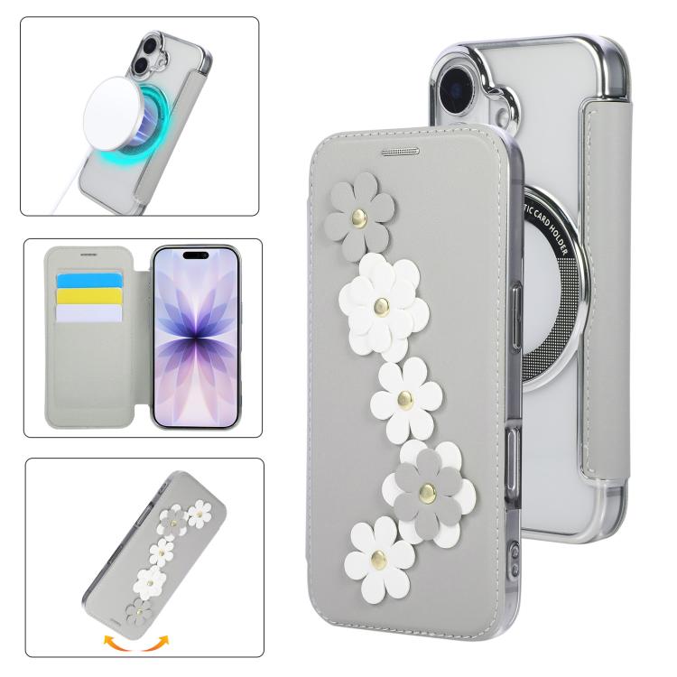 Porta carte magnetico con motivo floreale, custodia per telefono in ecopelle, For iPhone 17 Pro Max, For iPhone 17 Pro, For iPhone 17, For iPhone Air