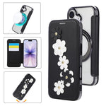 Porta carte magnetico con motivo floreale, custodia per telefono in ecopelle, For iPhone 17 Pro Max, For iPhone 17 Pro, For iPhone 17, For iPhone Air