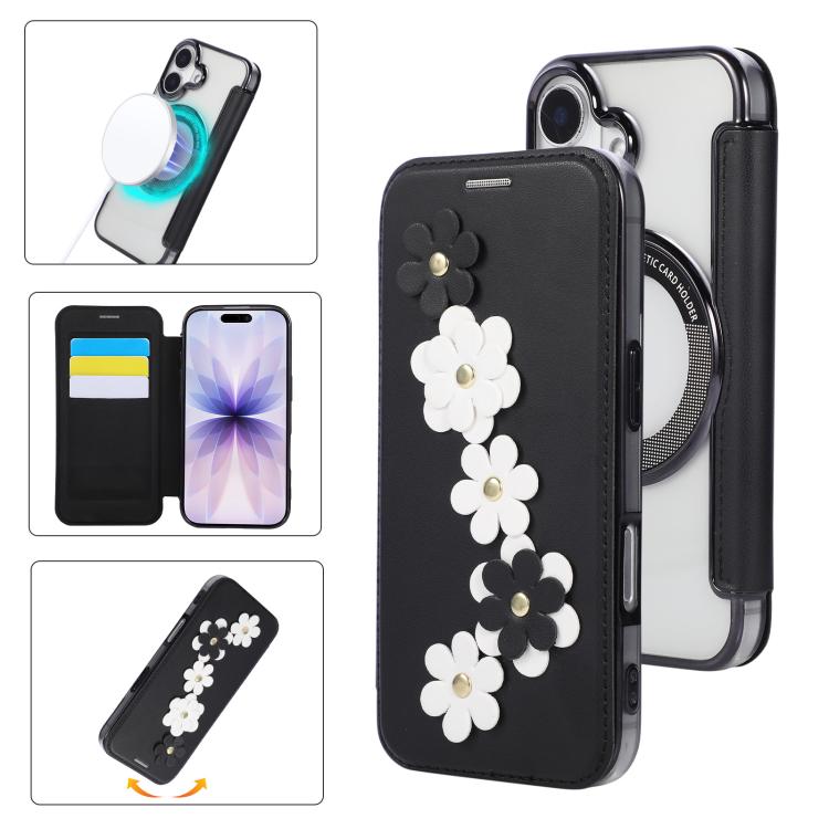 Porta carte magnetico con motivo floreale, custodia per telefono in ecopelle, For iPhone 17 Pro Max, For iPhone 17 Pro, For iPhone 17, For iPhone Air