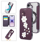 Porta carte magnetico con motivo floreale, custodia per telefono in ecopelle, For iPhone 17 Pro Max, For iPhone 17 Pro, For iPhone 17, For iPhone Air