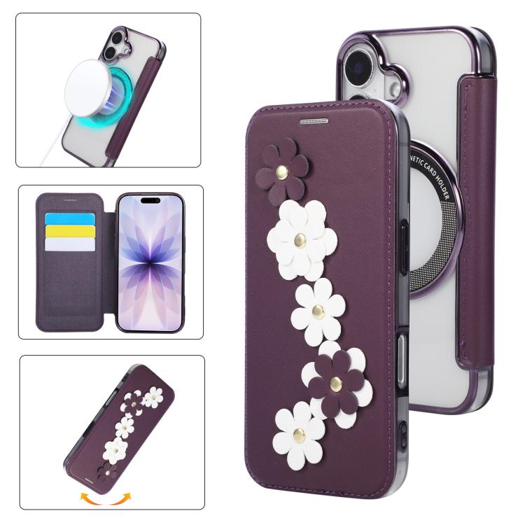 Porta carte magnetico con motivo floreale, custodia per telefono in ecopelle, For iPhone 17 Pro Max, For iPhone 17 Pro, For iPhone 17, For iPhone Air