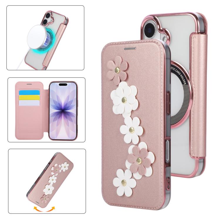 Porta carte magnetico con motivo floreale, custodia per telefono in ecopelle, For iPhone 17 Pro Max, For iPhone 17 Pro, For iPhone 17, For iPhone Air