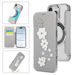 Porta carte magnetico con motivo floreale, custodia per telefono in ecopelle, For iPhone 17 Pro Max, For iPhone 17 Pro, For iPhone 17, For iPhone Air