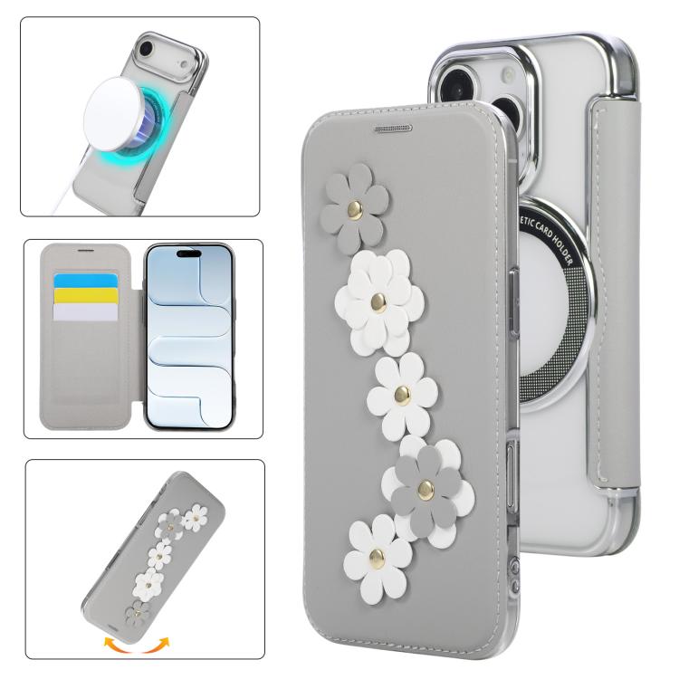 Porta carte magnetico con motivo floreale, custodia per telefono in ecopelle, For iPhone 17 Pro Max, For iPhone 17 Pro, For iPhone 17, For iPhone Air