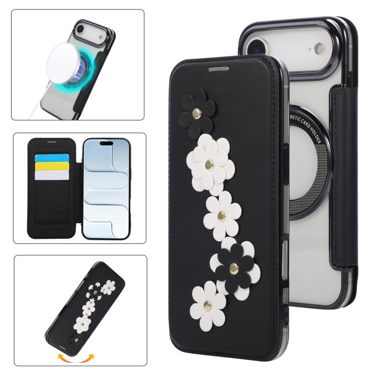 Porta carte magnetico con motivo floreale, custodia per telefono in ecopelle, For iPhone 17 Pro Max, For iPhone 17 Pro, For iPhone 17, For iPhone Air