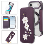 Porta carte magnetico con motivo floreale, custodia per telefono in ecopelle, For iPhone 17 Pro Max, For iPhone 17 Pro, For iPhone 17, For iPhone Air