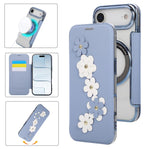 Porta carte magnetico con motivo floreale, custodia per telefono in ecopelle, For iPhone 17 Pro Max, For iPhone 17 Pro, For iPhone 17, For iPhone Air