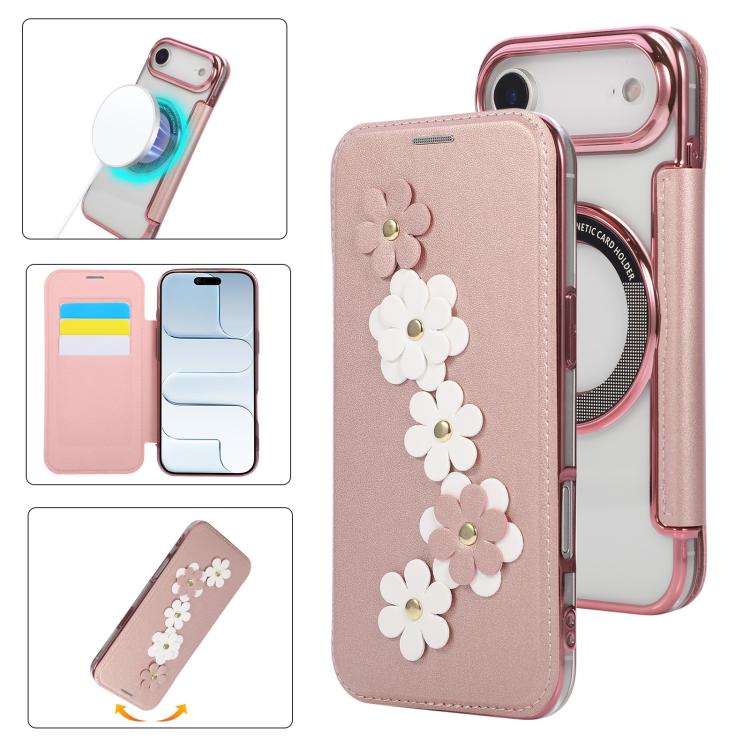 Porta carte magnetico con motivo floreale, custodia per telefono in ecopelle, For iPhone 17 Pro Max, For iPhone 17 Pro, For iPhone 17, For iPhone Air