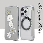 Porta carte magnetico con motivo floreale, custodia per telefono in ecopelle, For iPhone 16 Pro Max, For iPhone 16 Pro, For iPhone 16 Plus, For iPhone 16