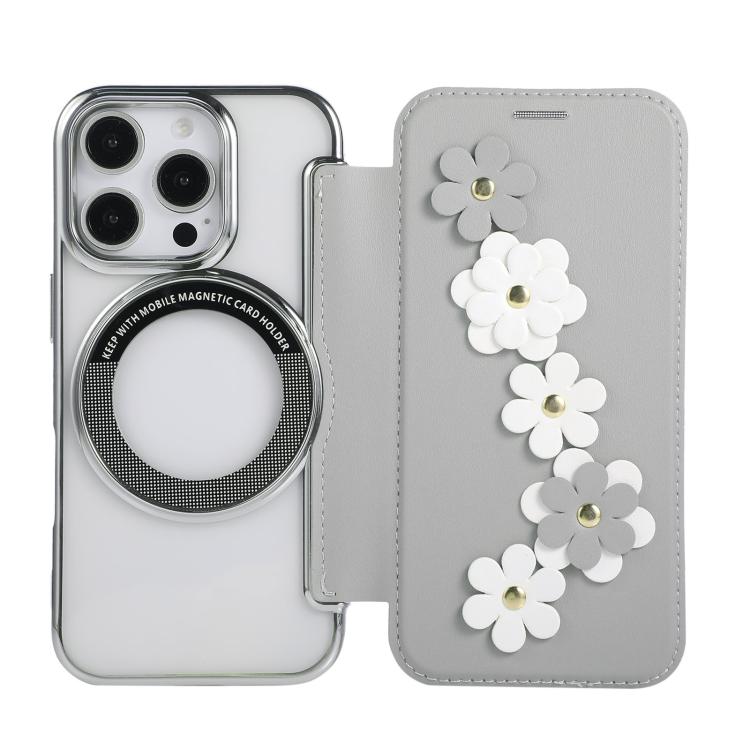 Porta carte magnetico con motivo floreale, custodia per telefono in ecopelle, For iPhone 16 Pro Max, For iPhone 16 Pro, For iPhone 16 Plus, For iPhone 16